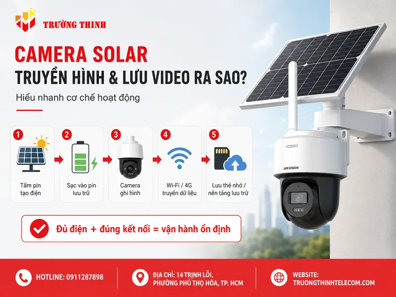 Camera dùng pin mặt trời truyền hình ảnh và lưu video bằng cách nào?