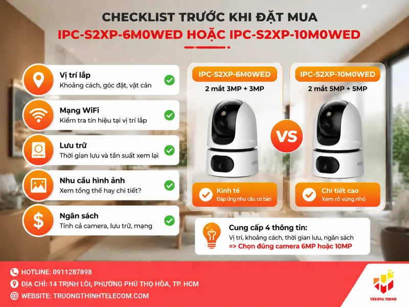 Checklist trước khi đặt mua IPC-S2XP-6M0WED hoặc IPC-S2XP-10M0WED