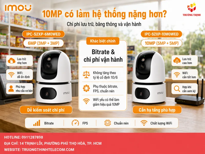 Chi phí lưu trữ, băng thông và vận hành: 10MP có làm hệ thống nặng hơn?