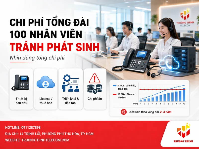 Chi phí tổng đài 100 nhân viên: Nhìn đúng để tránh phát sinh