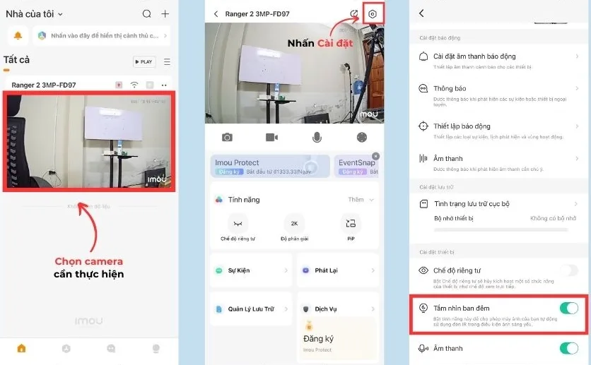 Chọn camera đang bị lỗi