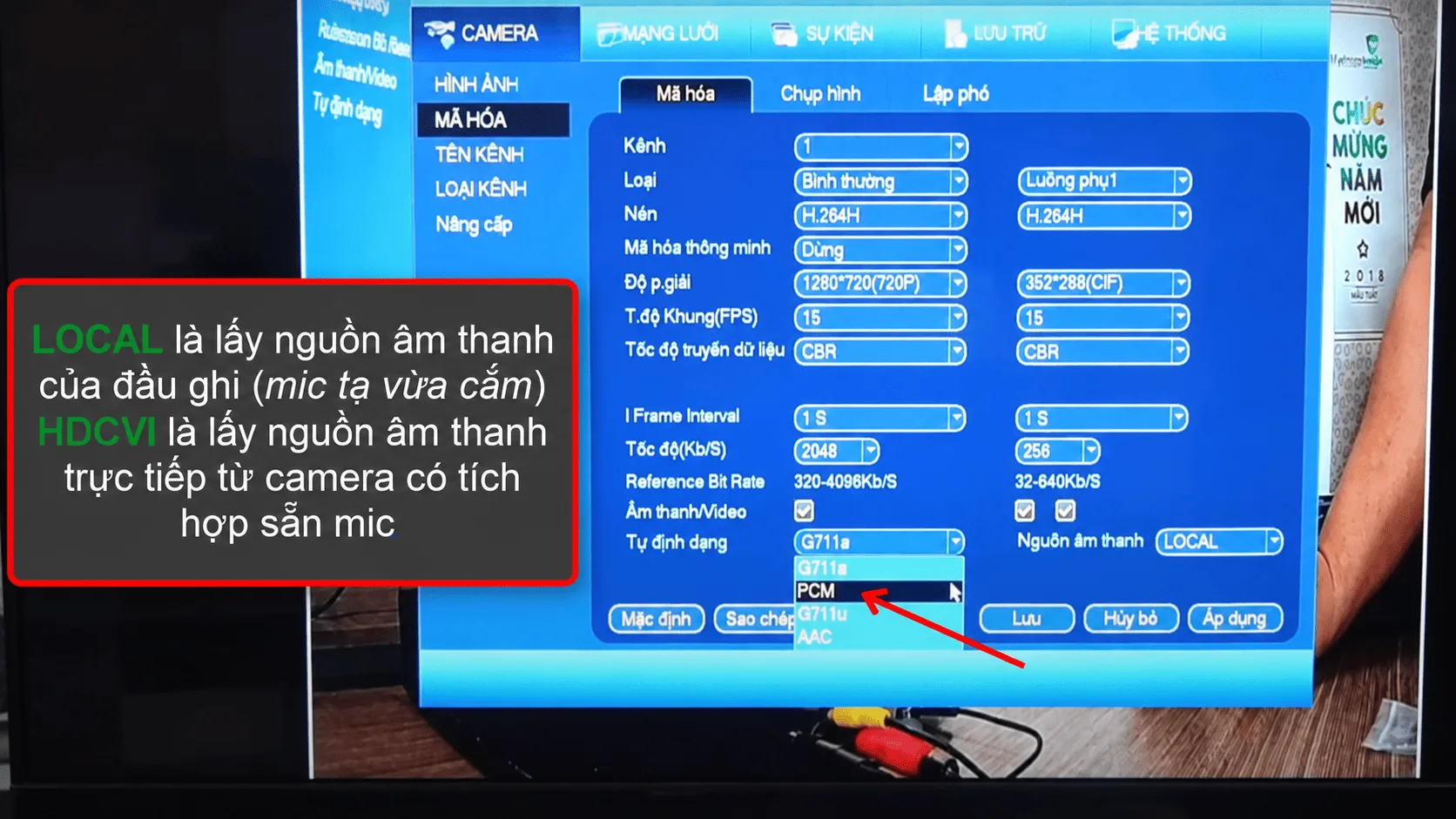 Chọn chuẩn nén PCM hoặc G.711A