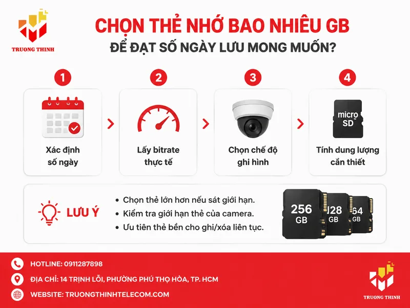 Chọn thẻ nhớ bao nhiêu GB để đạt số ngày lưu mong muốn?