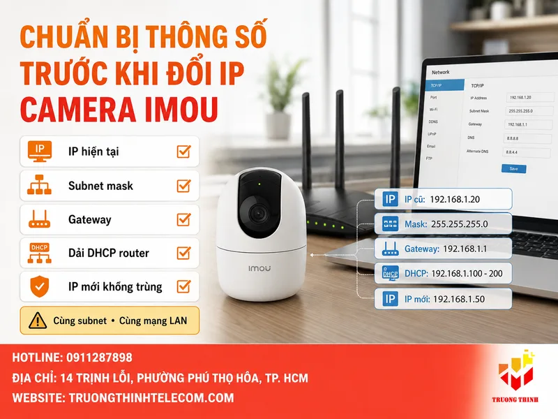 Chuẩn bị thông số mạng trước khi đổi IP camera Imou