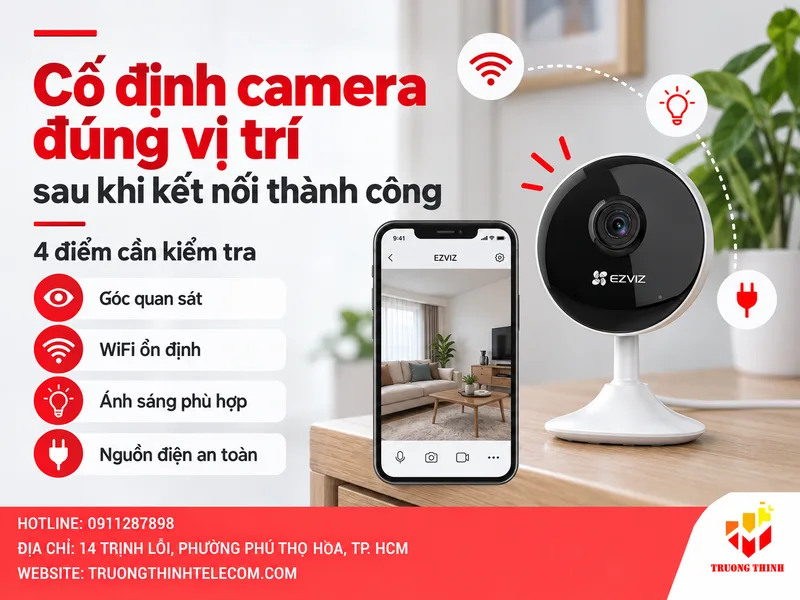 Cố định camera đúng vị trí sau khi kết nối thành công