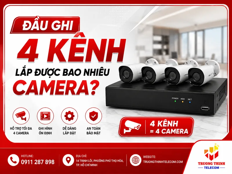 Đầu ghi 4 kênh lắp được bao nhiêu camera