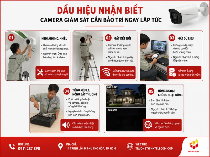 Dấu hiệu nhận biết camera giám sát cần bảo trì ngay lập tức