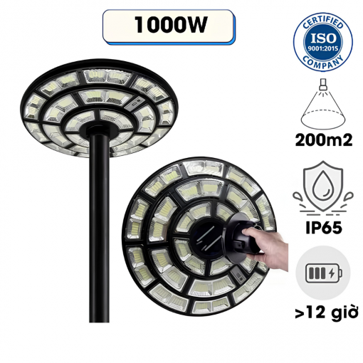 Đèn đường UFO năng lượng mặt trời JD 1000W New Mono-5 pin