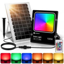 Đèn rọi năng lượng mặt trời 100W LED 5050 Nhiều Màu RGB Roi Tường Và Cây