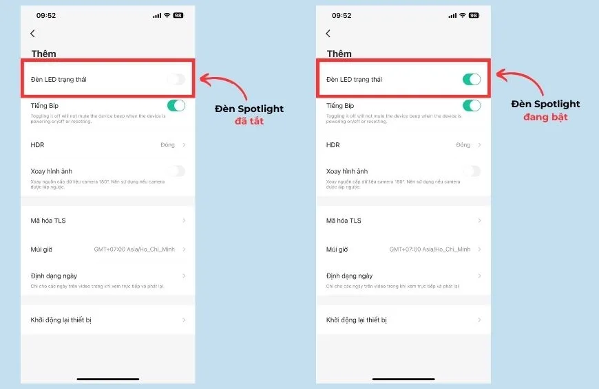Đèn Spotlight sẽ bật sáng