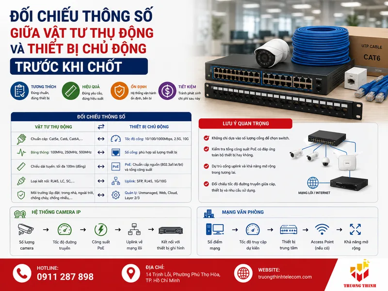 Đối chiếu thông số giữa vật tư thụ động và thiết bị chủ động trước khi chốt