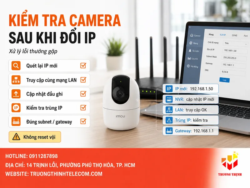 Kiểm tra camera sau khi đổi IP và xử lý lỗi thường gặp
