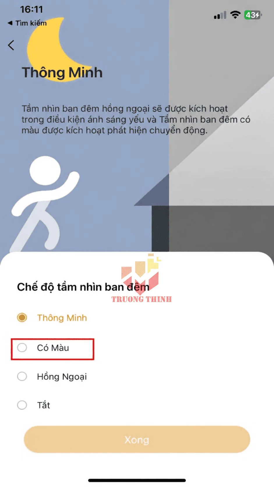 Lựa chọn chế độ bật hoặc tắt đèn theo nhu cầu