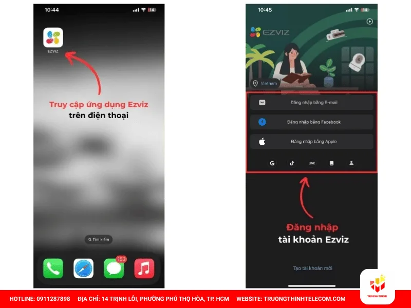 Mở ứng dụng EZVIZ trên điện thoại