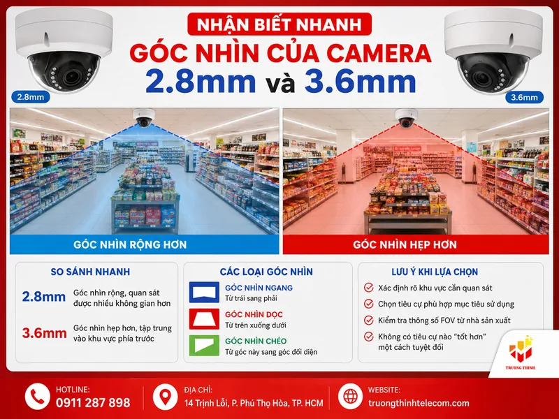 Nhận biết nhanh góc nhìn của camera 2.8mm và 3.6mm