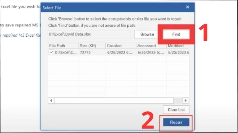 Nhấn Repair để bắt đầu quá trình sửa lỗi