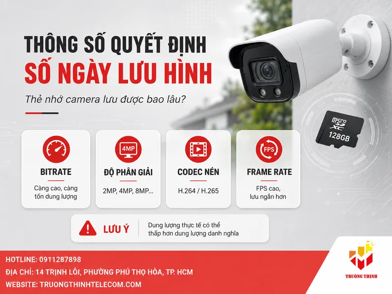 Những thông số quyết định số ngày camera có thể lưu hình