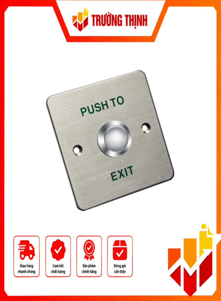 Nút EXIT : mặt bằng thép ko gỉ, nút thép, vỏ nút bằng thép, DS-K7P06