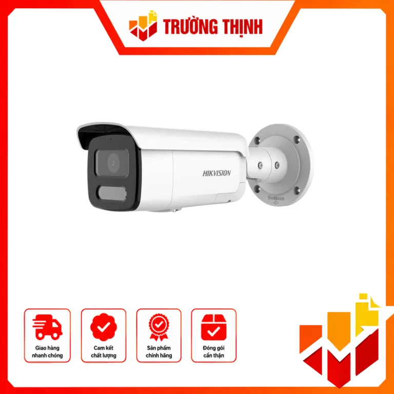 Camera IP Thân trụ 4MP – CÓ MÀU 24/24 tích hợp MIC, cảnh báo bằng âm thanh và đèn