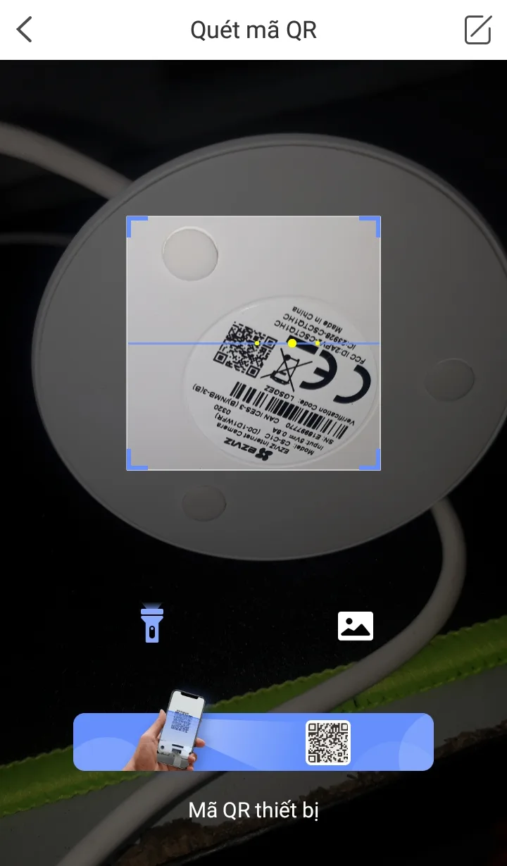 Quét mã QR trên thân camera Ezviz