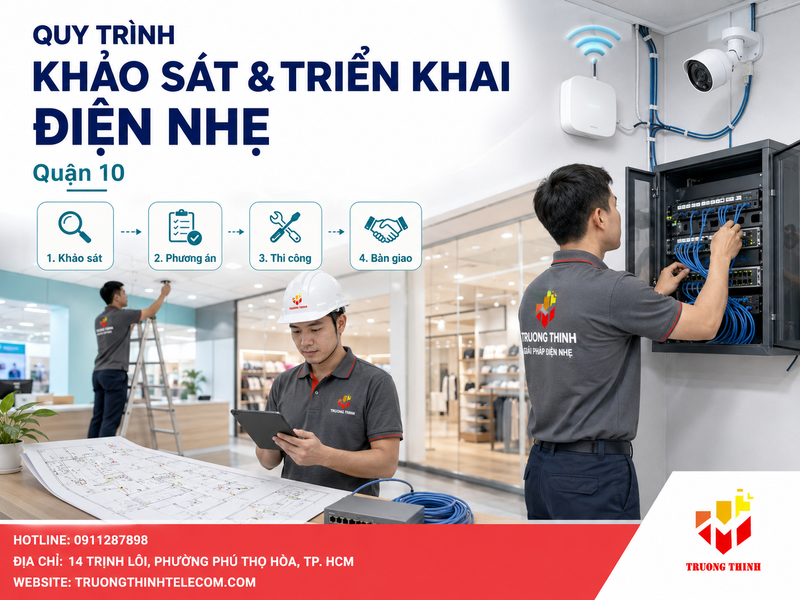 Quy trình khảo sát và triển khai điện nhẹ tại quận 10 theo từng giai đoạn