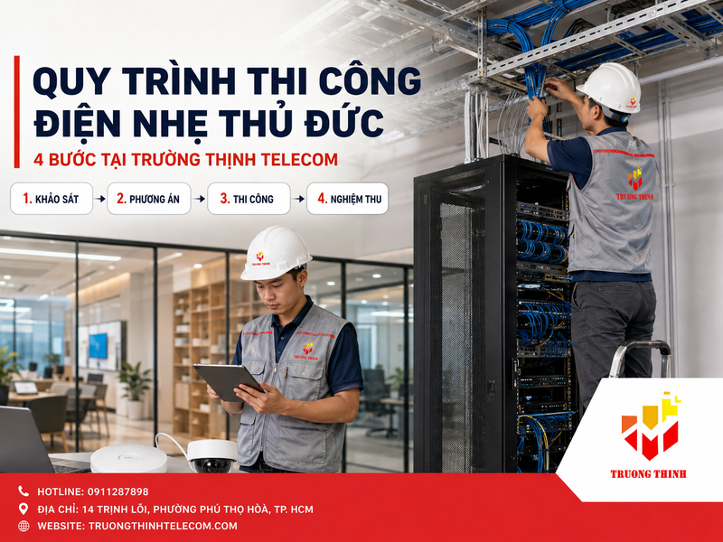 Quy trình thi công điện nhẹ Thủ Đức tại Trường Thịnh Telecom