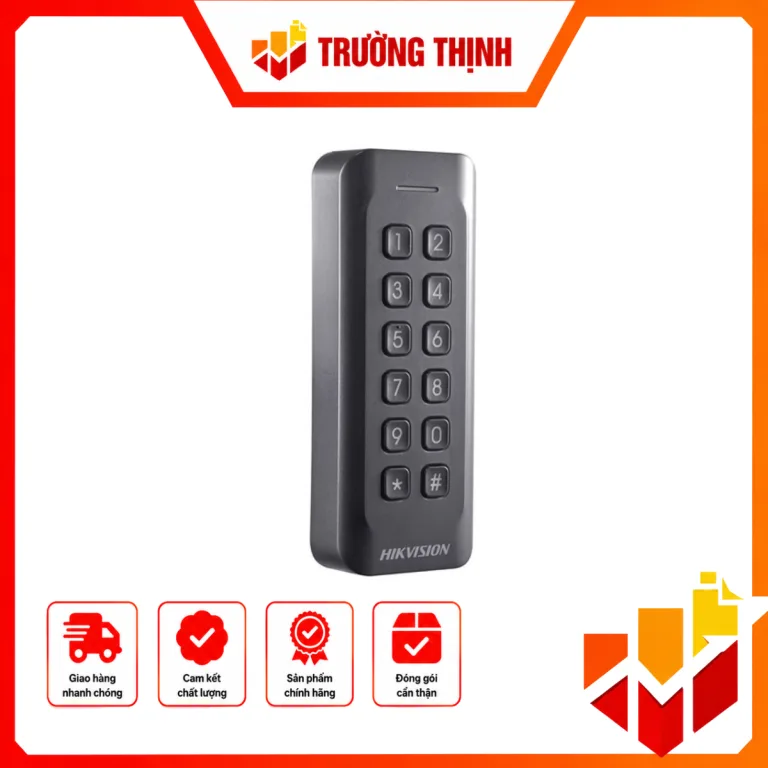Đầu đọc thẻ EM , có bàn phím hỗ trợ giao thức Wiegand(W26/W34) ,chống bụi chuẩn IP 65. DS-K1802MK