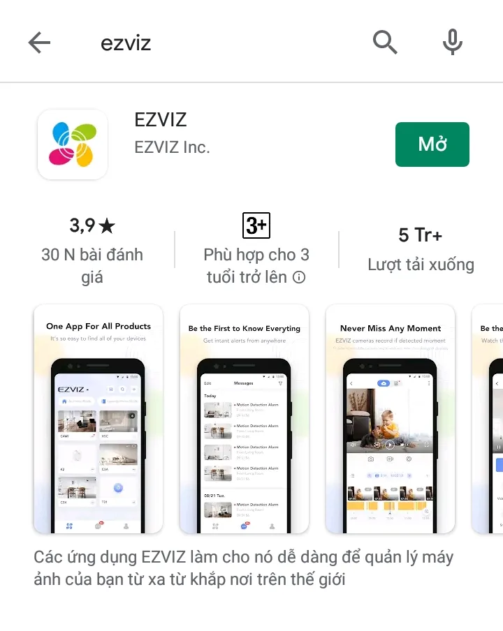 Tải ứng dụng Ezviz về điện thoại