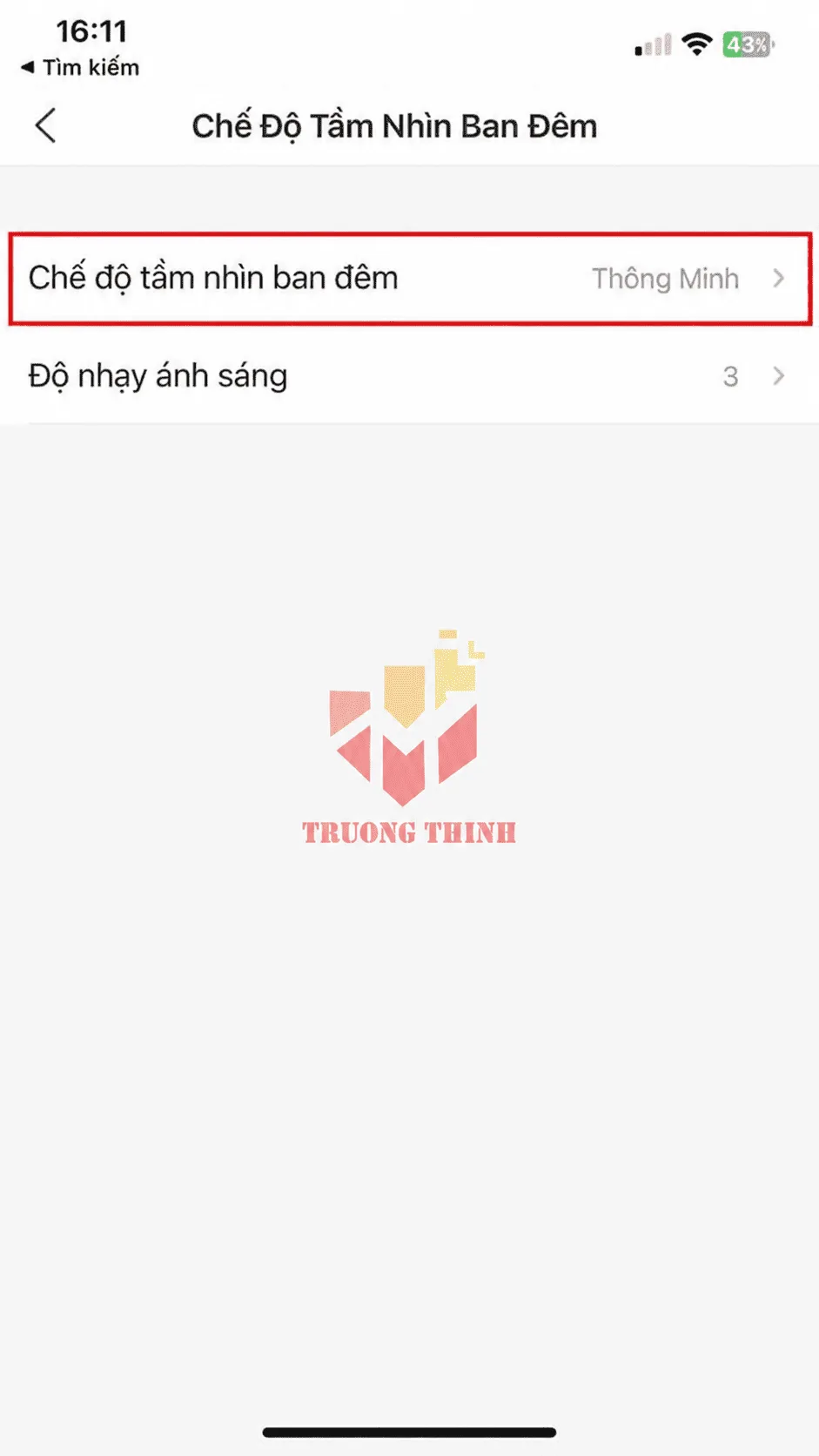 Thiết lập chế độ hiển thị ban đêm