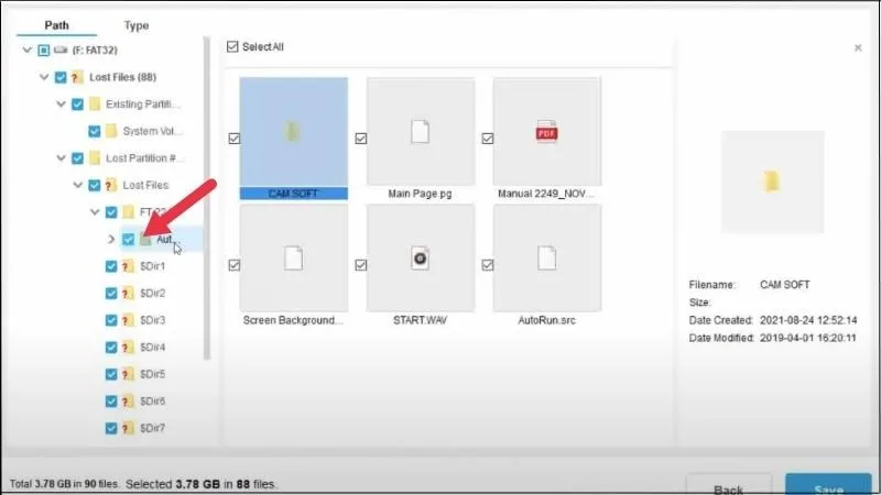 Tick vào các ô vuông bên cạnh video muốn lấy lại