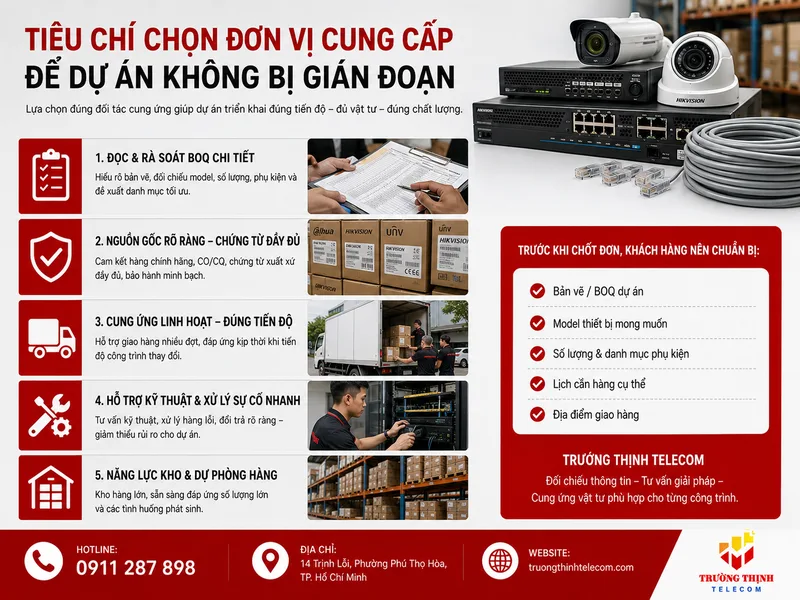 Tiêu chí chọn đơn vị cung cấp để dự án không bị gián đoạn