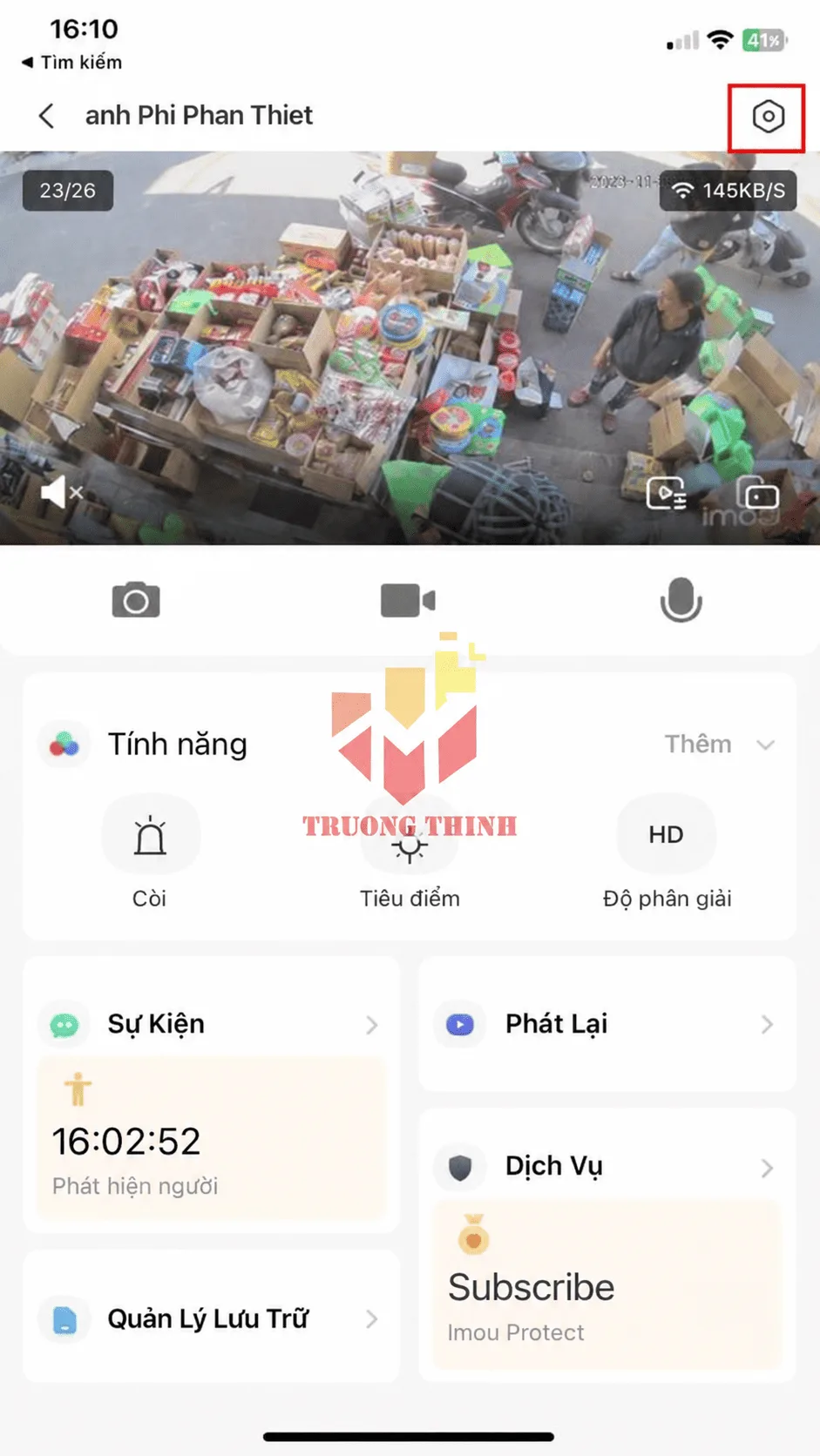 Truy cập vào phần Cài đặt camera