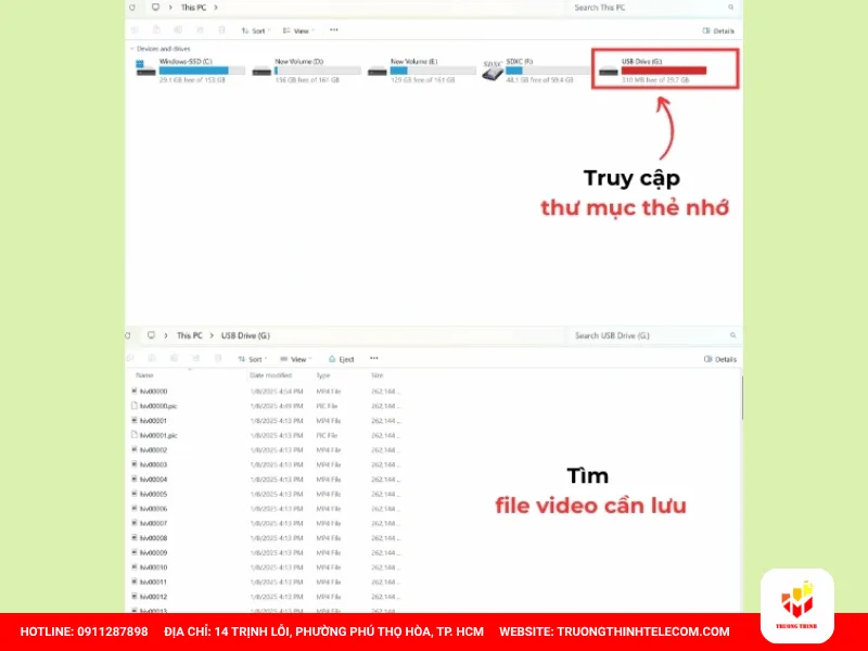 Truy cập vào thư mục của thẻ nhớ