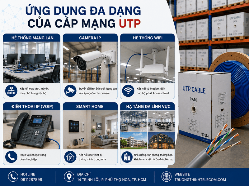 Ứng dụng đa dạng của cáp mạng UTP