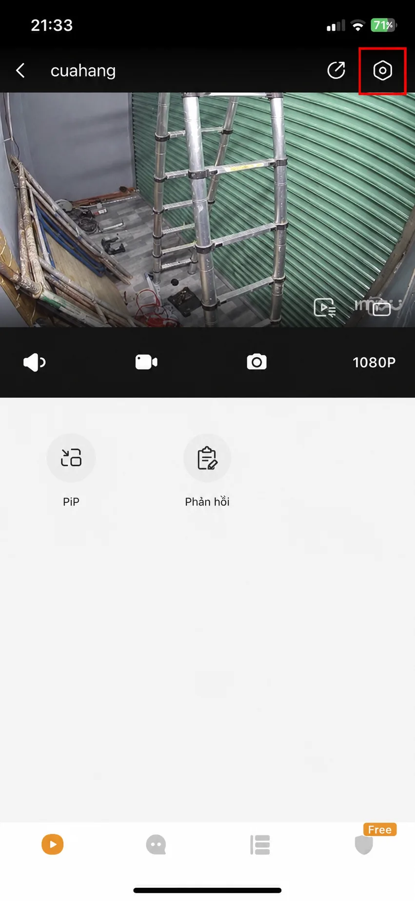Vào phần cài đặt camera