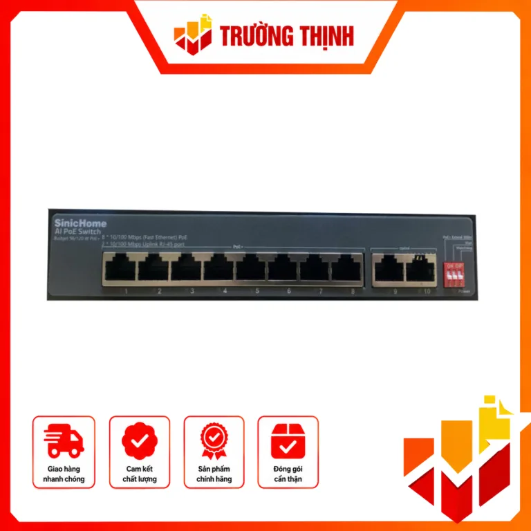 Switch mạng 8 cổng PoE 100M, 2 cổng uplink 10/100/100M – SN-5108P-E
