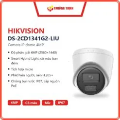 Camera IP bán cầu 4MP Hikvision DS-2CD1341G2-LIU đèn kép, có mic
