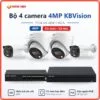 Trọn bộ 4 camera IP 4MP KBVision có màu ban đêm, có mic TT04-KB-AD4111N-A