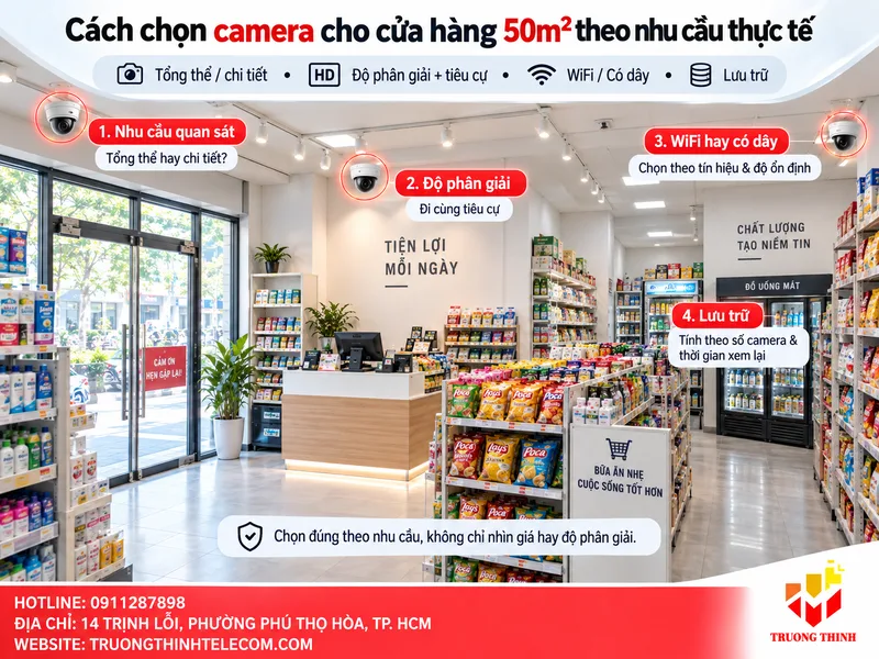 Cách chọn camera cho cửa hàng 50m2 theo nhu cầu thực tế