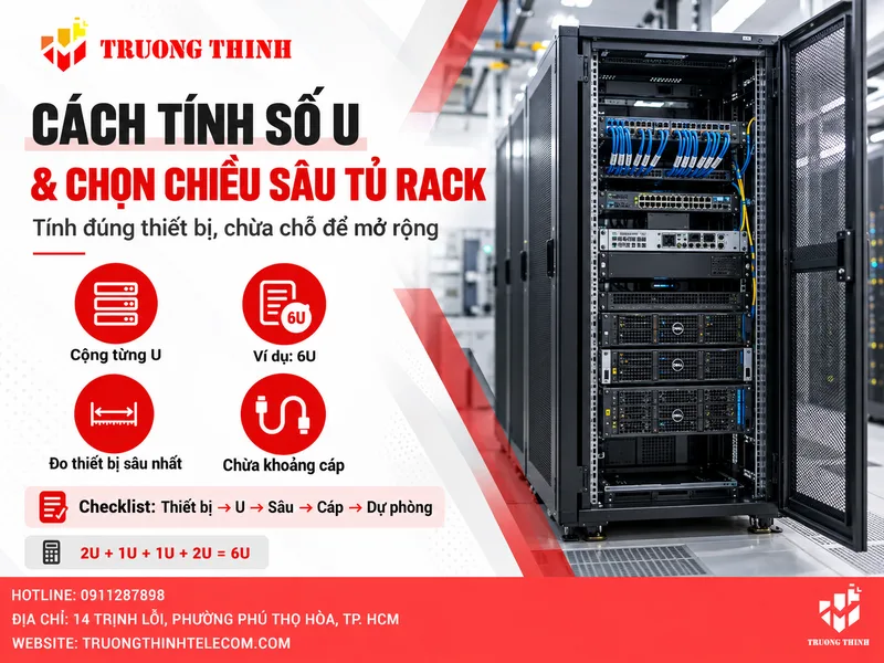 Cách tính số U và chọn chiều sâu tủ rack theo thiết bị thực tế
