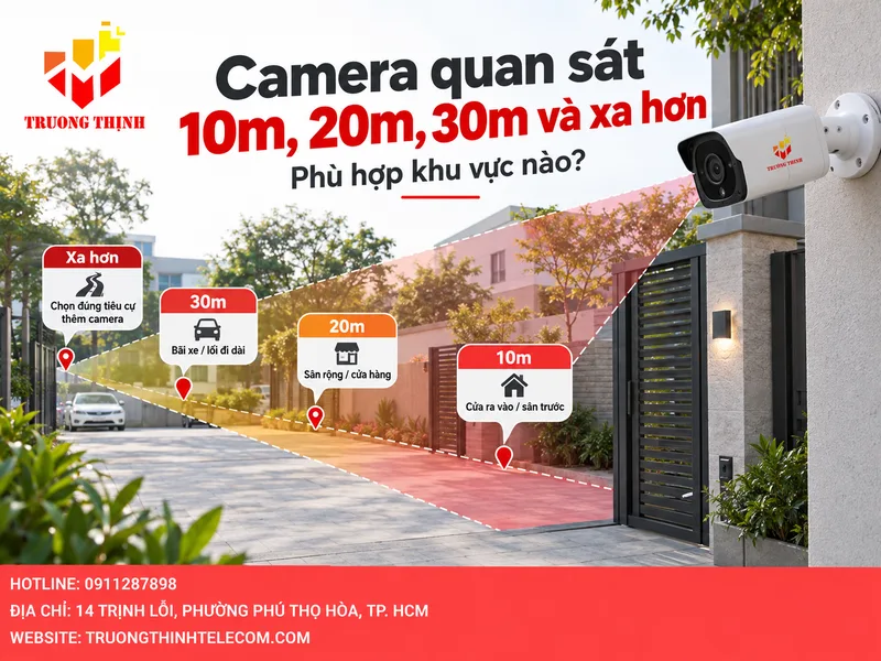 Camera quan sát 10m, 20m, 30m và xa hơn phù hợp khu vực nào?