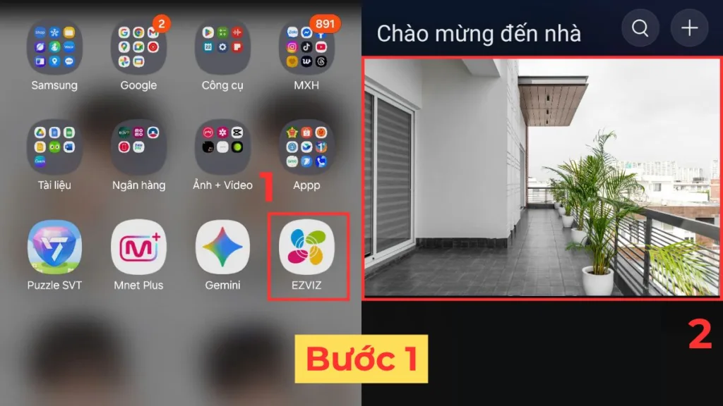 Mở ứng dụng EZVIZ