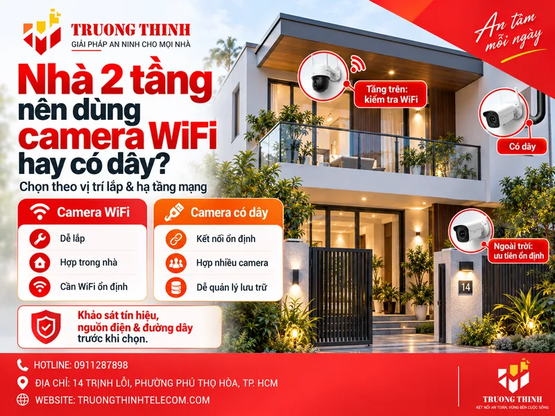 Nhà 2 tầng nên dùng camera WiFi hay camera có dây?