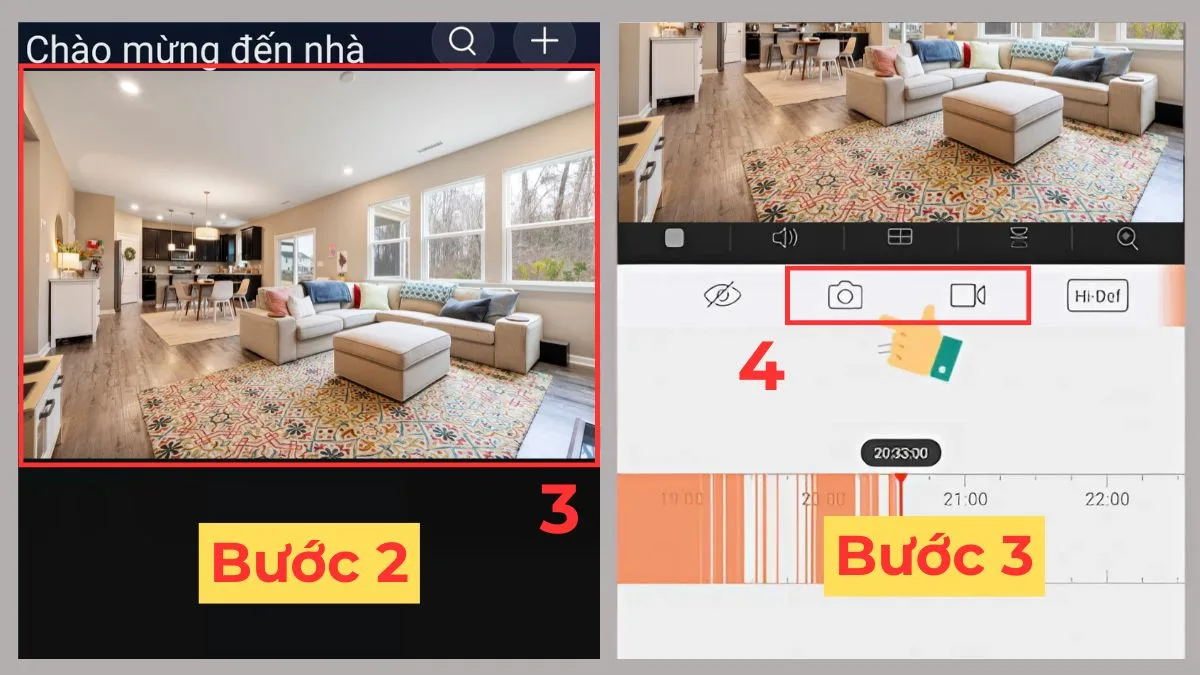 Nhấn biểu tượng máy quay Ghi lại