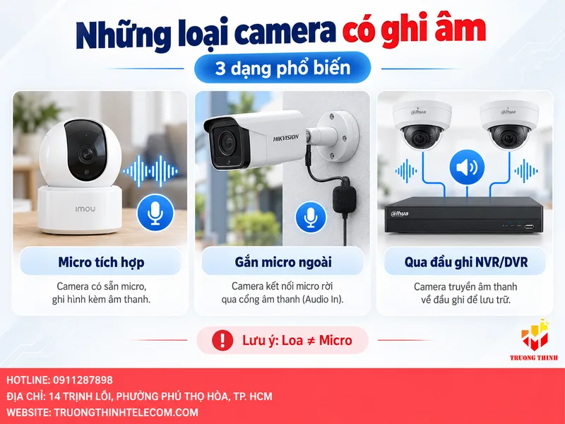 Những loại camera có ghi âm thực sự gồm những dạng nào?
