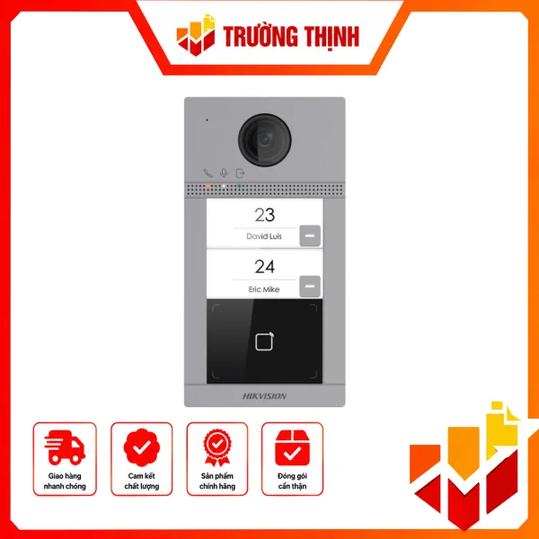 Nút bấm IP 2 cổng cho villa thiết kế sang trọng ; Vỏ hợp kim nhôm, có Wifi – DS-KV8213-WME1