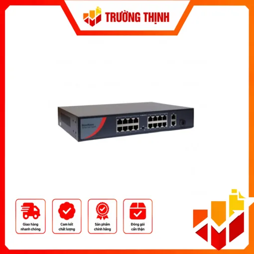 Switch mạng 16 cổng PoE 100M, 2 cổng uplink 10/100/1000M , 1 cổng UPLINK GIGABIT SFP Fiber Port – SN-5116P-E