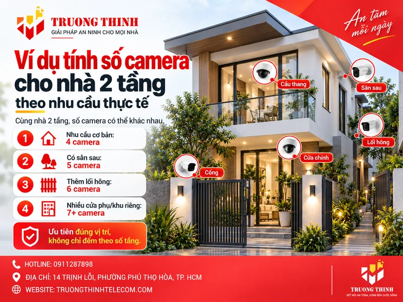 Ví dụ tính số camera cho nhà 2 tầng theo nhu cầu thực tế