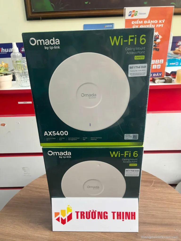 Access Point Wi-Fi 6 TP-Link Omada EAP670 AX5400 – ảnh thực tế tại Trường Thịnh Telecom