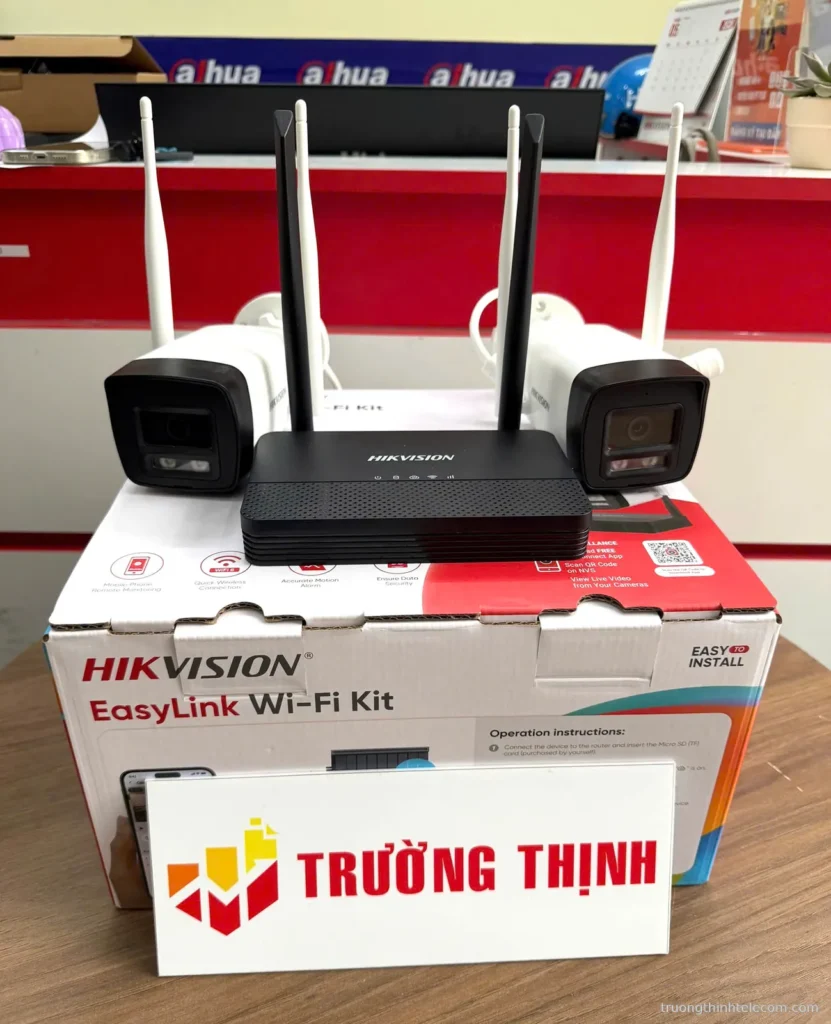 Bộ kit Hikvision EasyLink 2 camera 2MP – ảnh thực tế tại Trường Thịnh Telecom